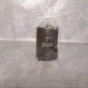 Muistokynttilä pyöreäpilari musta (risti)