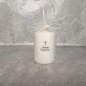 Muistokynttilä pyöreäpilari valkoinen (risti)